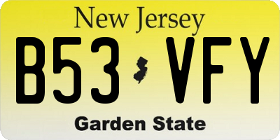 NJ license plate B53VFY
