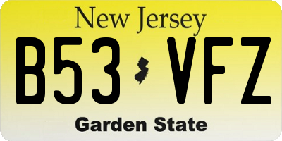 NJ license plate B53VFZ