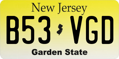 NJ license plate B53VGD