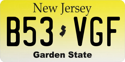 NJ license plate B53VGF