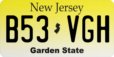 NJ license plate B53VGH