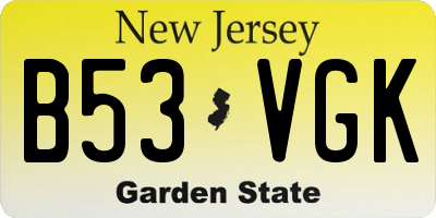 NJ license plate B53VGK