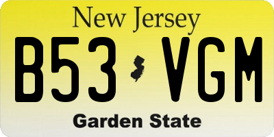 NJ license plate B53VGM