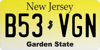 NJ license plate B53VGN