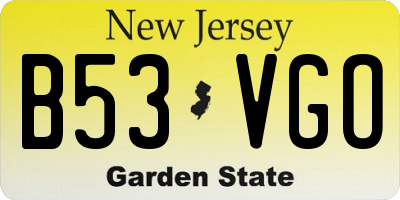 NJ license plate B53VGO