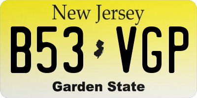 NJ license plate B53VGP