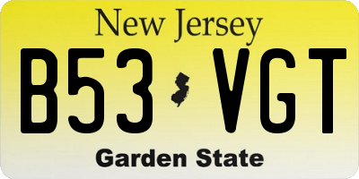 NJ license plate B53VGT