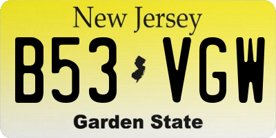 NJ license plate B53VGW