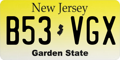 NJ license plate B53VGX
