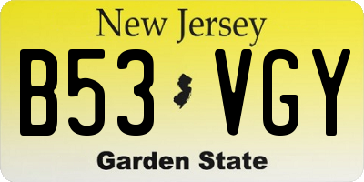 NJ license plate B53VGY