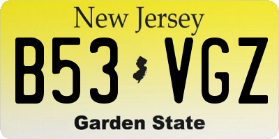 NJ license plate B53VGZ
