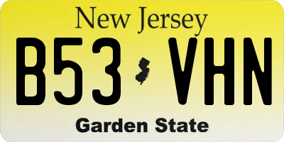 NJ license plate B53VHN