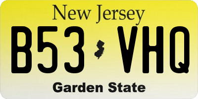 NJ license plate B53VHQ