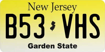 NJ license plate B53VHS