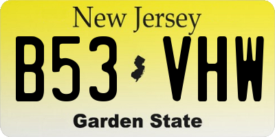 NJ license plate B53VHW
