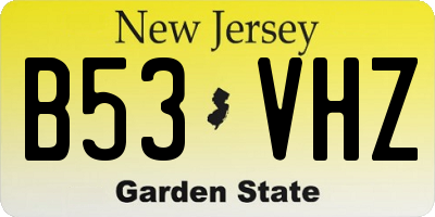 NJ license plate B53VHZ