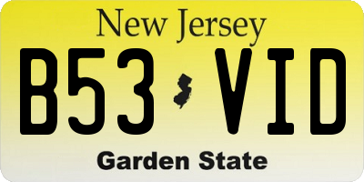 NJ license plate B53VID