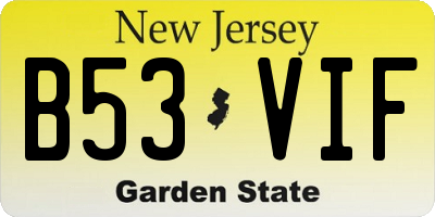 NJ license plate B53VIF