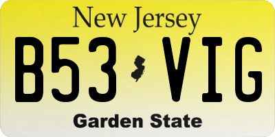 NJ license plate B53VIG