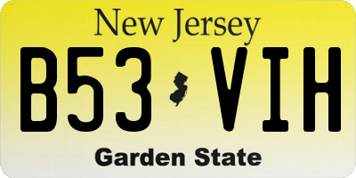 NJ license plate B53VIH