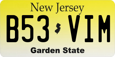 NJ license plate B53VIM