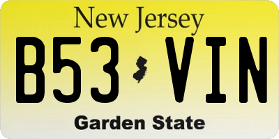 NJ license plate B53VIN