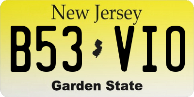 NJ license plate B53VIO