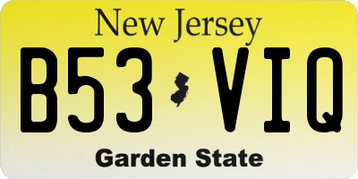 NJ license plate B53VIQ