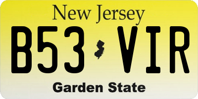 NJ license plate B53VIR