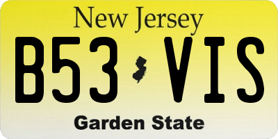 NJ license plate B53VIS