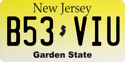 NJ license plate B53VIU