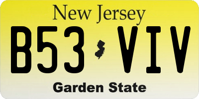 NJ license plate B53VIV