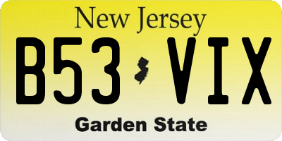 NJ license plate B53VIX