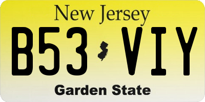 NJ license plate B53VIY