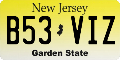 NJ license plate B53VIZ