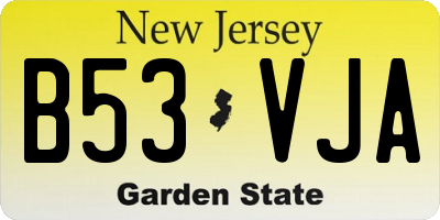 NJ license plate B53VJA