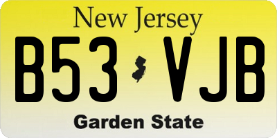 NJ license plate B53VJB