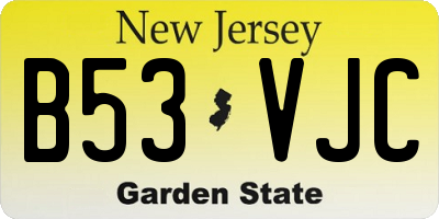 NJ license plate B53VJC