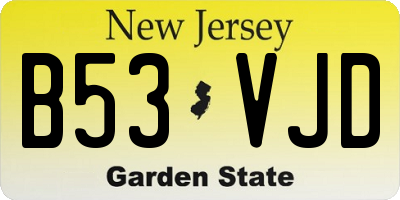 NJ license plate B53VJD