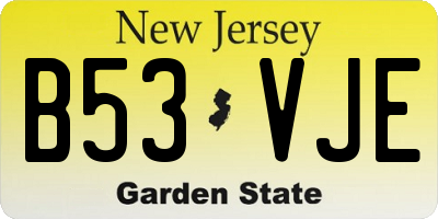 NJ license plate B53VJE