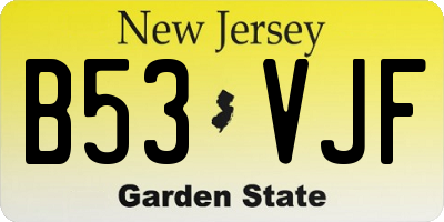 NJ license plate B53VJF