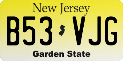NJ license plate B53VJG