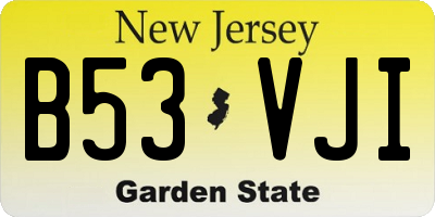 NJ license plate B53VJI