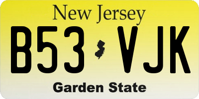 NJ license plate B53VJK