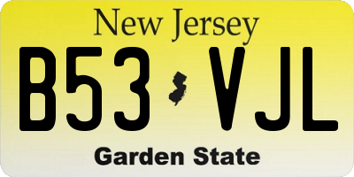 NJ license plate B53VJL