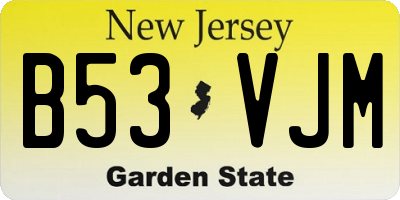 NJ license plate B53VJM