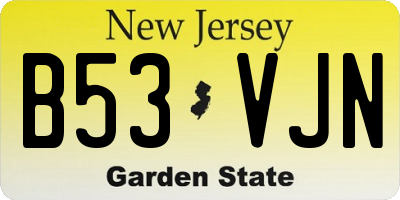 NJ license plate B53VJN