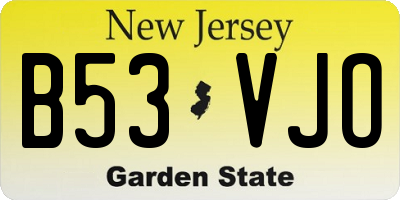 NJ license plate B53VJO