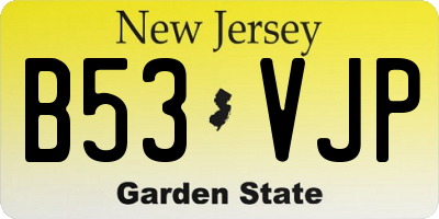NJ license plate B53VJP