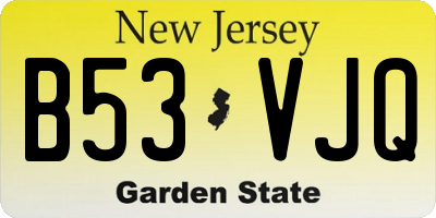 NJ license plate B53VJQ